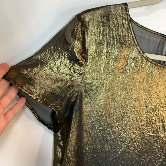 Michael Kors Sheer Gold Black Blouse Size Medium - Picture 9 of 9